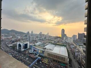 City skyline with sunset view from a high-rise building