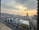 City skyline with sunset view from a high-rise building