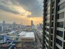 Cityscape view from a high-rise building during sunset