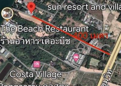Map showing the location of a beach resort and surrounding area