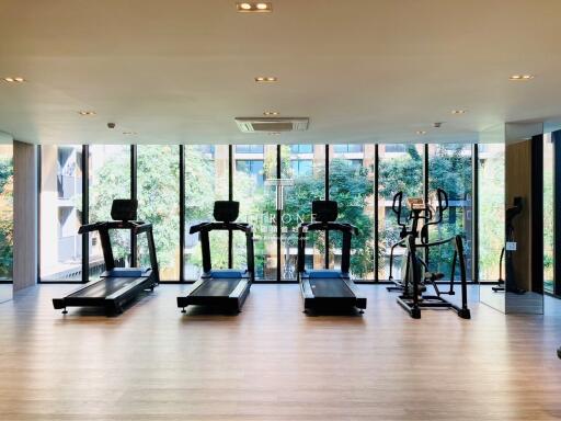 Modern fitness center with treadmills and elliptical machines