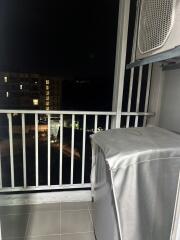 Small balcony space with air conditioning unit