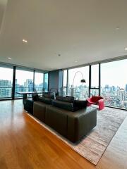 Spacious living room with city view