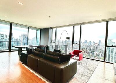 Spacious living room with city views