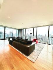 Spacious living room with city views