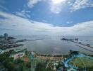 Scenic view of the city and coastline from the balcony