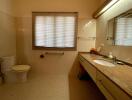 Spacious bathroom with a large countertop