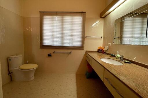 Spacious bathroom with a large countertop