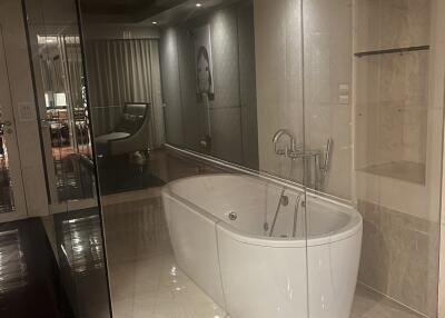 Luxury modern bathroom with a freestanding bathtub