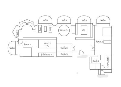 Floor plan of property showing layout of rooms including bedrooms, living areas and kitchen.