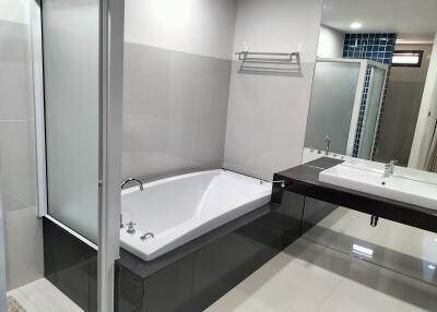 Modern bathroom with tub and sink