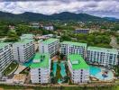 Aerial view of a residential apartment complex