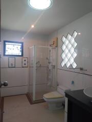 Modern bathroom with shower and natural light