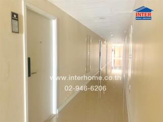 Bright hallway with doors in a residential building
