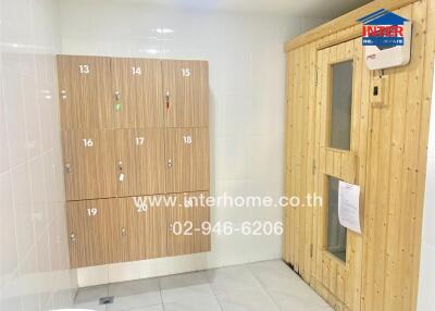 Locker room with sauna
