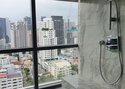 Luxurious bathroom with city view