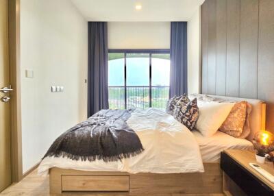 Modern bedroom with window view