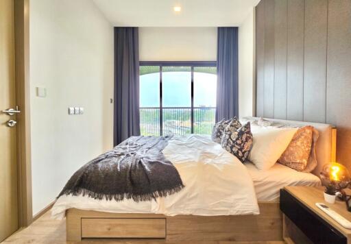 Modern bedroom with window view