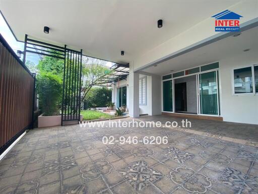 Covered patio with garden view