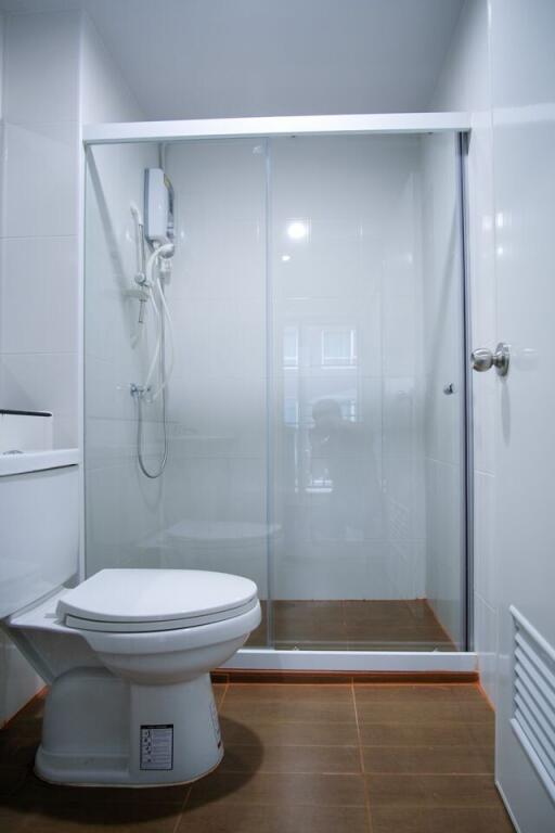 Modern bathroom with glass shower enclosure