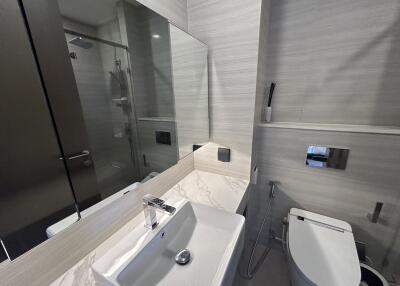 Modern bathroom with a spacious shower and sleek fixtures
