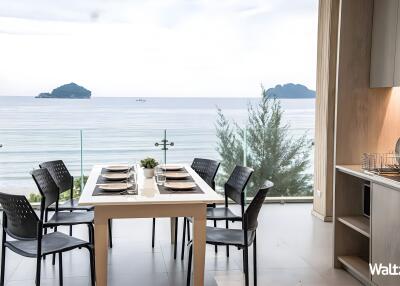 Modern dining area with ocean view