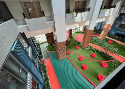 Atrium view with seating area and greenery