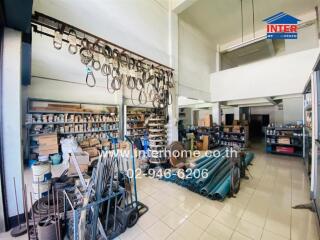 Spacious workshop with tools and materials neatly organized on shelves