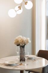 Cozy dining area with a small round table and elegant decor