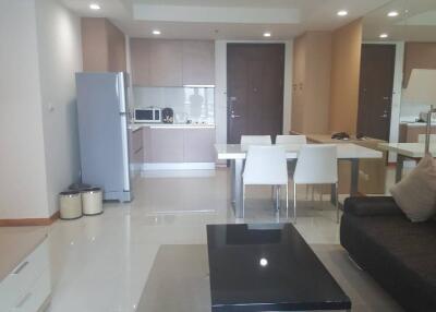 Modern living area and kitchen with dining space