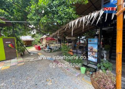 Outdoor seating area with greenery