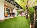 Backyard with children's play area