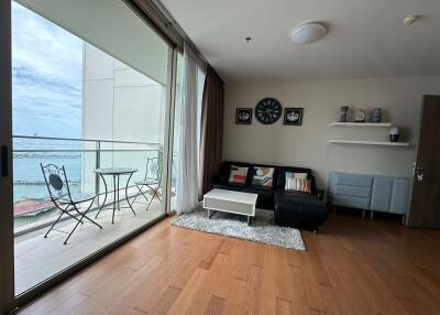 Modern living room with balcony view