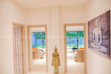 Hallway with view into two rooms