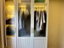 Closet with frosted glass doors