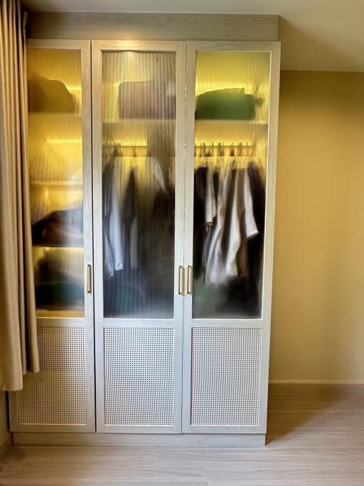 Closet with frosted glass doors