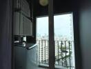 Laundry area with a window view