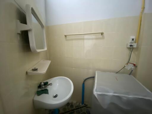 Small bathroom with sink and washing machine