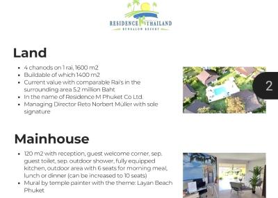 Informational document about Residence Thailand Bangalow Resort