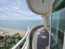 A spacious balcony with stunning ocean views