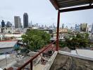 View of the city skyline from a balcony