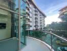 Balcony view overlooking modern residential building