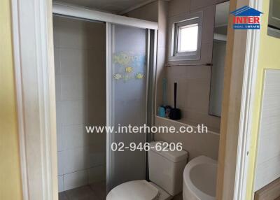 Modern bathroom with shower and toilet