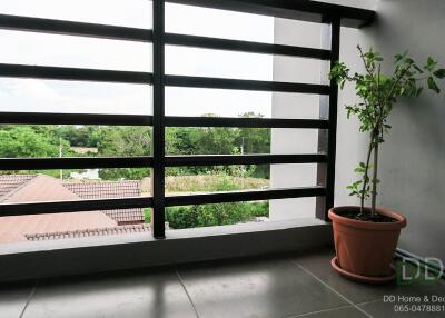 Spacious balcony with scenic view and potted plant