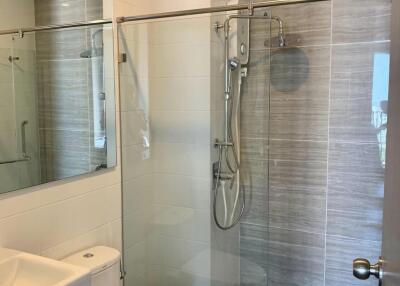 Modern bathroom with glass shower enclosure