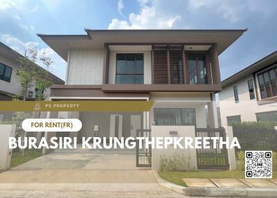 Exterior view of a modern two-story house for rent at Burasiri Krungthep Kreetha.