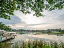 Scenic lake view with trees and sky