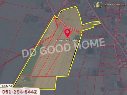 Map showing land plot with boundaries highlighted