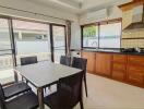 Modern kitchen with dining area