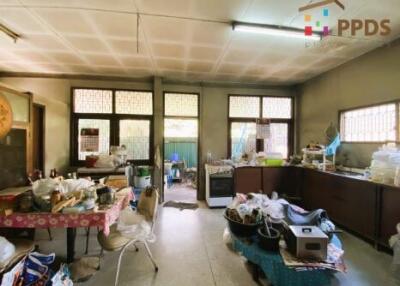 Kitchen with windows and various items